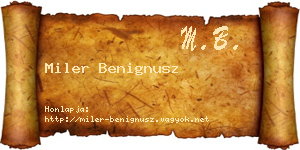 Miler Benignusz névjegykártya